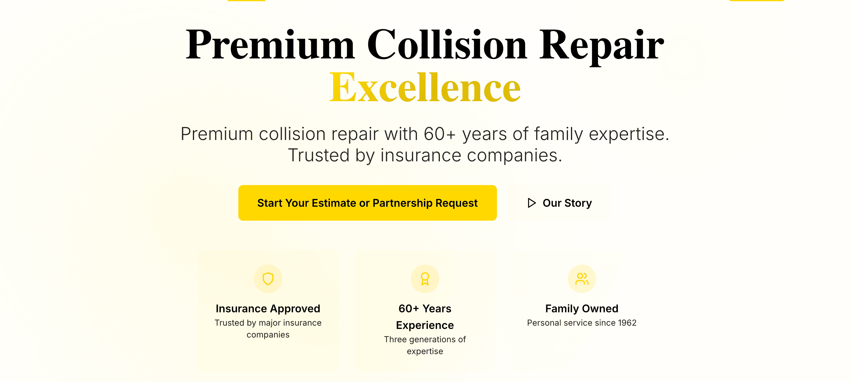 Auto Repair Business Website hero section